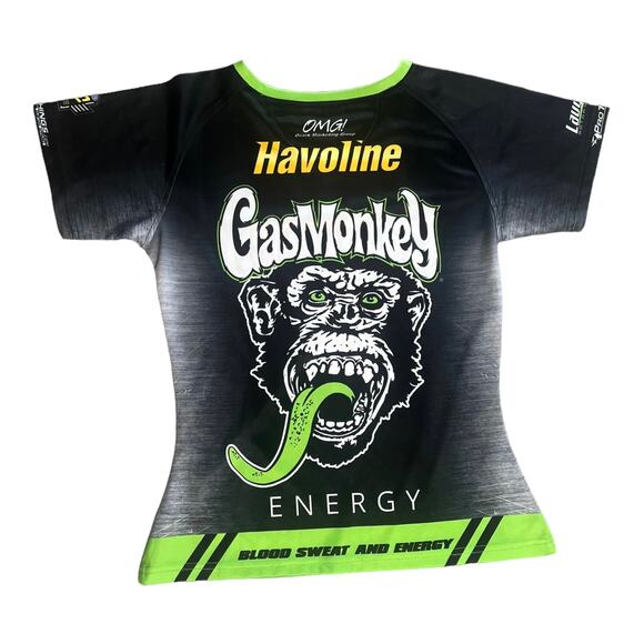 Gas Monkey TEE SHIRT Alex Laughlin Top Womens XS Energy Havoline Pro Things Crew - Picture 2 of 7